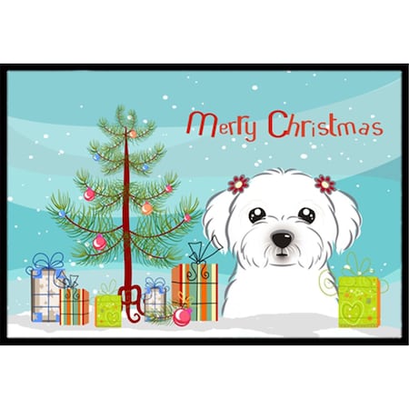 Carolines Treasures Christmas Tree and Maltese Indoor or Outdoor Mat- 18 x 27 BB1580MAT